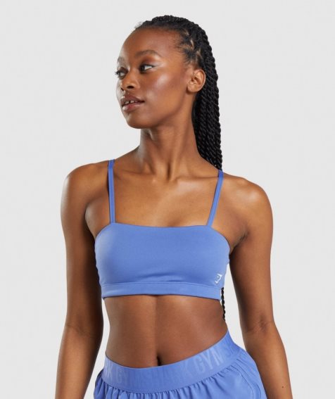 Women's Gymshark Bandeau Sports Bra Blue | CA 15360A